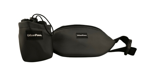 Nerka spacerowa w zestawie z saszetką na treserki UrbanPaws. rozmiar L., czarna
