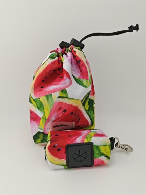 Saszetka na smaczki z etui na kupoworki | melon | gratis woreczki