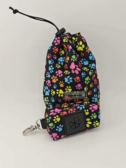 Saszetka na smaczki z etui na kupoworki | psie łapki | gratis woreczki