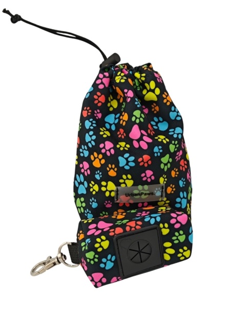 Saszetka na smaczki z etui na kupoworki | psie łapki | gratis woreczki