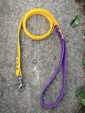 Smycz miejska HEXA z PVC | 2m | 20mm | fioletowo-żółta | karabińczyk standardowy srebrny