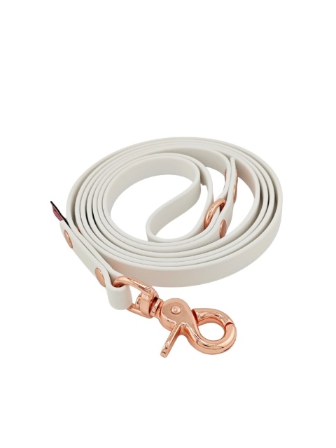Smycz miejska PVC | 2m | biały | karabińczyk spustowy różowe złoto