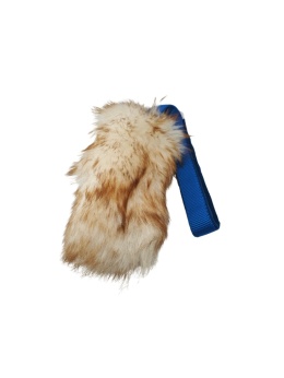 Szarpak z naturalnego futra owczego z rączką dla małych i średnich psów w kolorze rudym