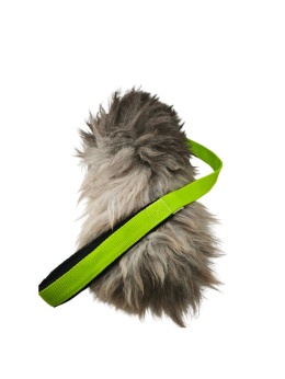 Szarpak z naturalnego futra owczego z rączką dla średnich i dużych psów, kolor szary