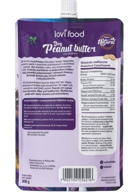 Lovi Food Peanut Butter with Blueberry - pasta orzechowa dla psa i kota, z borówkami - 300g